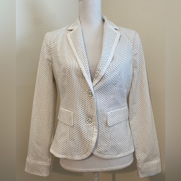 New York and Company Cotton & Silk Polka Dot Patterned Blazer Sz 6 NWT - Picture 1 of 8